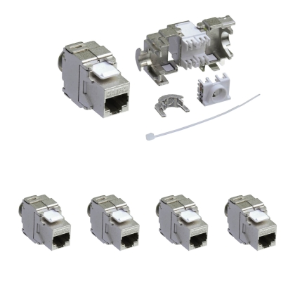 ProfiPatch 4x Keystone Jack Modul Cat.6a RJ45 STP werkzeuglos Netzwerk Adapter