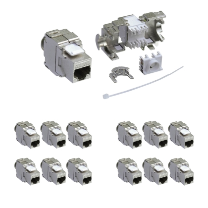 ProfiPatch 12x Keystone Jack Modul Cat.6a RJ45 STP werkzeuglos Netzwerk Adapter