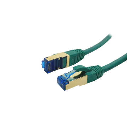 ProfiPatch Cat.6A S/FTP RJ45 mit Cat.7 Rohkabel PiMF halogenfrei LSZH PREMIUM AWG26 RJ45 Schirmblech vergoldet DSL Ethernet TV Netzwerk LAN 10GB grün 3m