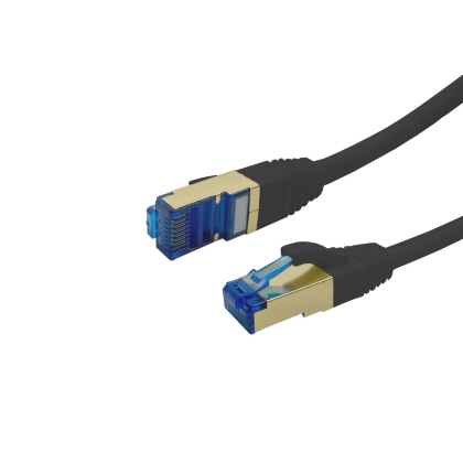 ProfiPatch Cat.6A S/FTP RJ45 mit Cat.7 Rohkabel PiMF halogenfrei LSZH PREMIUM AWG26 RJ45 Schirmblech vergoldet DSL Ethernet TV Netzwerk LAN 10GB schwarz 10m