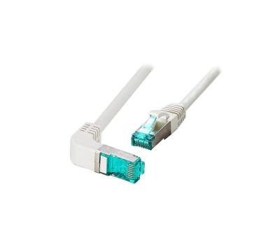 Patchkabel Cat.6A S/FTP LSZH DSL Ethernet TV Netzwerk LAN 10GB einseitig 90 Grad gewinkelt grau 2m