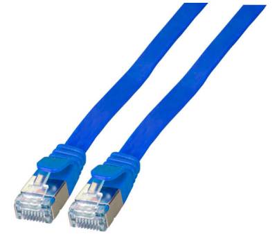 Patchkabel Flachkabel Slim Cat.6A U/FTP RJ45 TV Netzwerk LAN blau 0,25m