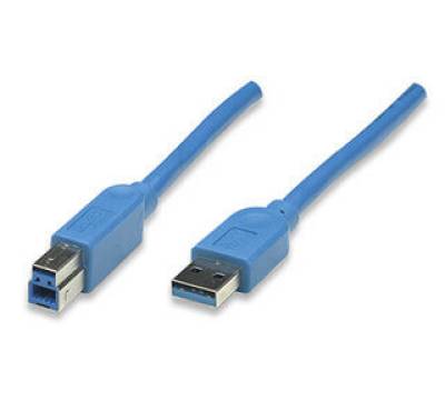 Techly USB 3.0 Kabel TypA-Stecker - TypB-Stecker blau 0,5m