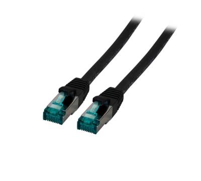 Patchkabel Cat.6A S/FTP LSZH DSL Ethernet TV Netzwerk LAN 10GB schwarz 0,5m