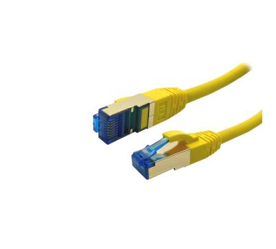 ProfiPatch Patchkabel Cat.7 S/FTP PiMF LSZH PREMIUM AWG26 RJ45 Schirmblech vergoldet DSL Ethernet TV Netzwerk LAN 10GB gelb 0,25m