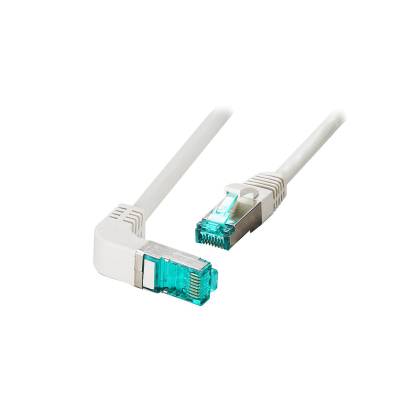 Patchkabel Cat.6A S/FTP LSZH DSL Ethernet TV Netzwerk LAN 10GB einseitig 90 Grad gewinkelt grau 0,5m