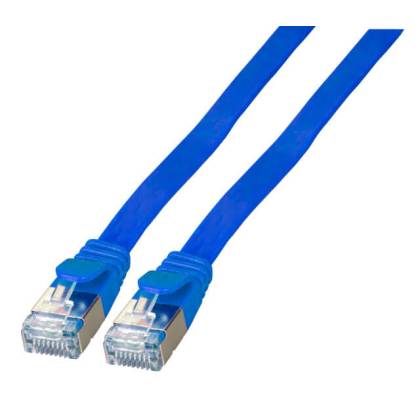 Patchkabel Flachkabel Slim Cat.6A U/FTP RJ45 TV Netzwerk LAN blau 0,5m