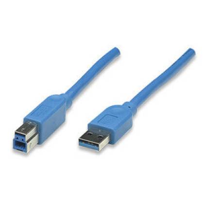 USB3.0 Kabel TypA-Stecker - TypB-Stecker blau 0,5m Techly ICOC-U3-AB-005-BL