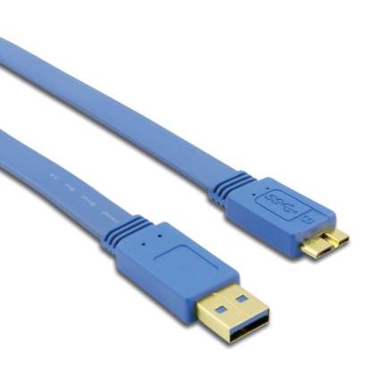 USB3.0 Flachkabel TypA-Stecker - MicroB-Stecker blau 0,5m Techly ICOC-MUSB3-FL-005