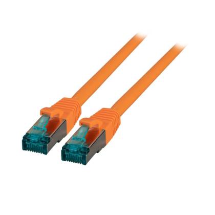Patchkabel Cat.6A S/FTP LSZH DSL Ethernet TV Netzwerk LAN 10GB orange 0,15m