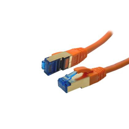 ProfiPatch Patchkabel Cat.7 S/FTP PiMF LSZH PREMIUM AWG26 RJ45 Schirmblech vergoldet DSL Ethernet TV Netzwerk LAN 10GB orange 0,5m