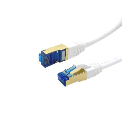 ProfiPatch Patchkabel Cat.7 S/FTP PiMF LSZH PREMIUM AWG26 RJ45 Schirmblech vergoldet DSL Ethernet TV Netzwerk LAN 10GB weiß 0,5m
