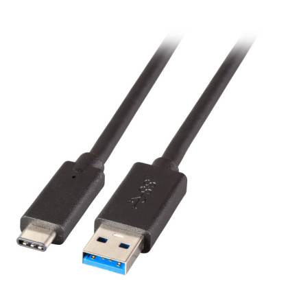 USB 3.2 Gen.1 5Gbit 3A Anschlusskabel USB A Stecker auf USB C Stecker schwarz 0,5m | 1m