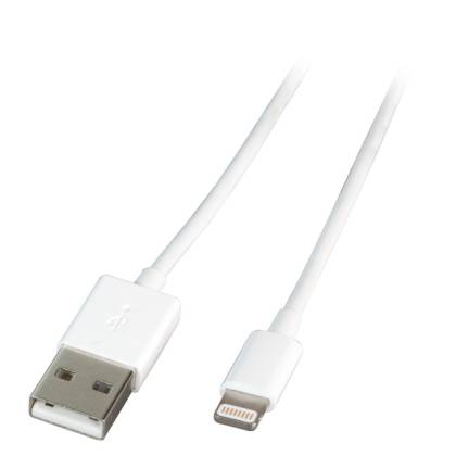 MFI-USB2.0 Anschlusskabel USB A Stecker auf Lightning Stecker weiß 1m