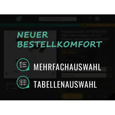 Bestellkomfort: Tabellen und...
