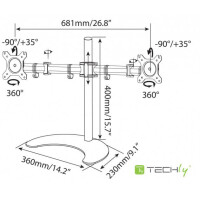 Techly Schreibtischhalterung f. 2 LCD TV LED 13"-27&quo