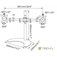 desk stand for 2 monitor 13-27 inch with base h.400m 3