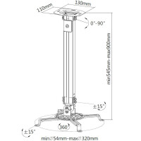 Techly Deckenhalterung für Beamer ausziehbar 54-90cm si