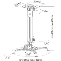 Techly Deckenhalterung für Beamer ausziehbar 38-58cm si