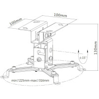 extensible projector ceiling 130mm, silver 3