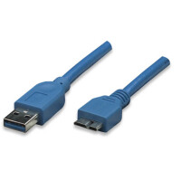 Techly USB 3.0 Kabel Typ A-Stecker - Micro B-Stecker blau 1m