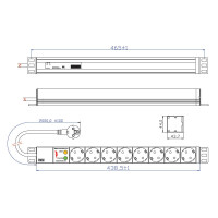 Bachmann Steckdosenleiste Mehrfachsteckdose 19 Zoll 1HE Alum