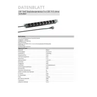 Steckdosenleiste Mehrfachsteckdose 19 Zoll 1HE Aluminium 9x 