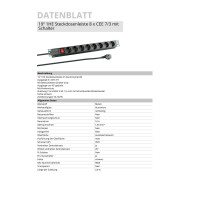 Steckdosenleiste Mehrfachsteckdose 19 Zoll 1HE Aluminium 8x 