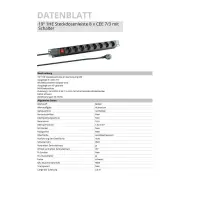 Steckdosenleiste Mehrfachsteckdose 19 Zoll 1HE Aluminium 8x 