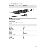 10inch 1u socket strip 4 x cee 7/3 with switch in alu profil