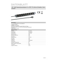 Steckdosenleiste Mehrfachsteckdose 19 Zoll 1HE Kunststoff 9x