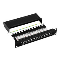 ProfiPatch Patchpanel Patchfeld Cat.6 10 Zoll 12-Port geschi