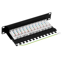 ProfiPatch Patchpanel Patchfeld Cat.6 10 Zoll 12-Port geschi