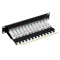 ProfiPatch Patchpanel Patchfeld Cat.6A 10 Zoll 12-Port RJ45 