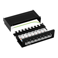 FGB CAT 6 Patchpanel 8 Port – Geschirmtes Verteilerfeld (STP) Für Wand-, Tisch- Oder Desktop-Montage – Inkl. RJ45-Buchsen, LSA-Klemmen, Farbcode TIA568A/B – Bis 1000 Mbit/s