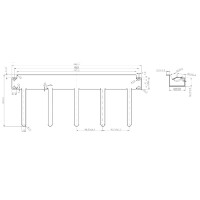 19 inch 1u cable routing panel, 5 brackets, steel ral7035 2