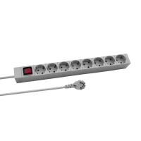 19inch 1u socket strip 8 x cee 7/3 with switch ral7035 2