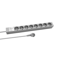19inch 1u socket strip 8 x cee 7/3 with surge protection ral