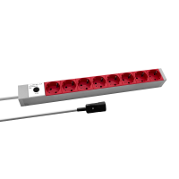 19inch socket strip 8 x cee 7/3 red cable c14 for ups ral703