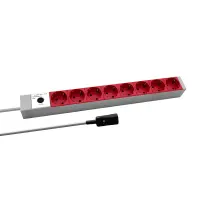 19inch socket strip 8 x cee 7/3 red cable c14 for ups ral703