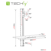 Techly Wandhalterung für 1 LCD 15"-27" mit Ta