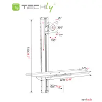 wall bracket for 1 lcd 15-27inch with keyboard shelf 4