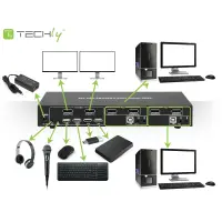 Techly KVM-Switch DisplayPort 1.2, 2-Port, Dual-View 5