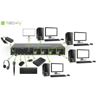 Techly KVM-Switch DisplayPort 1.2, 4-Port, mit Hub und Audio