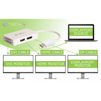 Techly 3-in-1 Adapter von DisplayPort auf DVI, HDMI und Disp