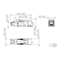 rj45 connector shielded connector cat.6a 180 degree toolless