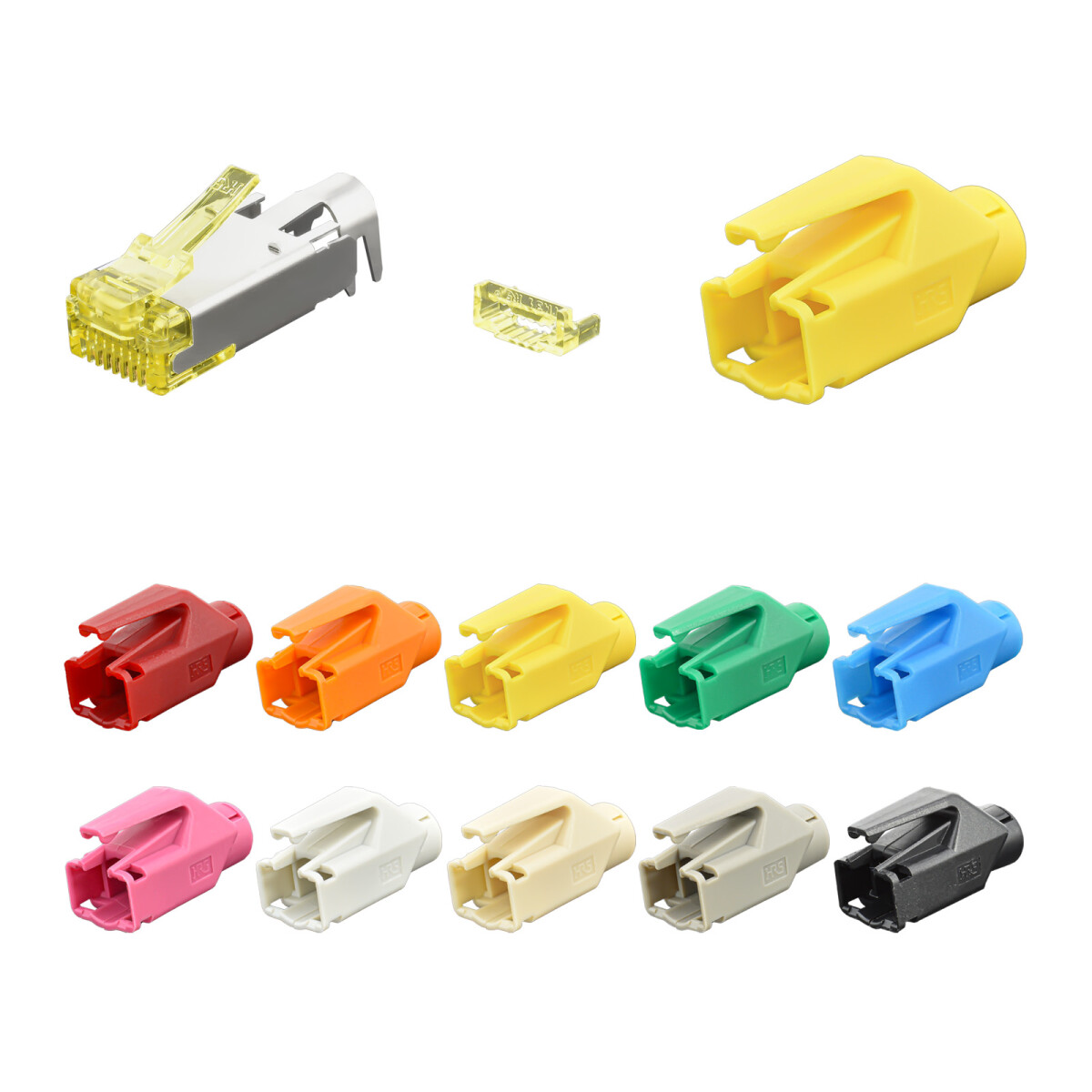 Hirose TM31 Crimp Stecker Cat.6A RJ45 mit Knickschutzhülle u