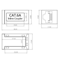 ProfiPatch Modular-Adapter Cat.6A STP RJ45 1:1 jack/jack sta