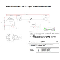 power cable cee7/7 90° - open end 3x0.75mm² or 3x1.