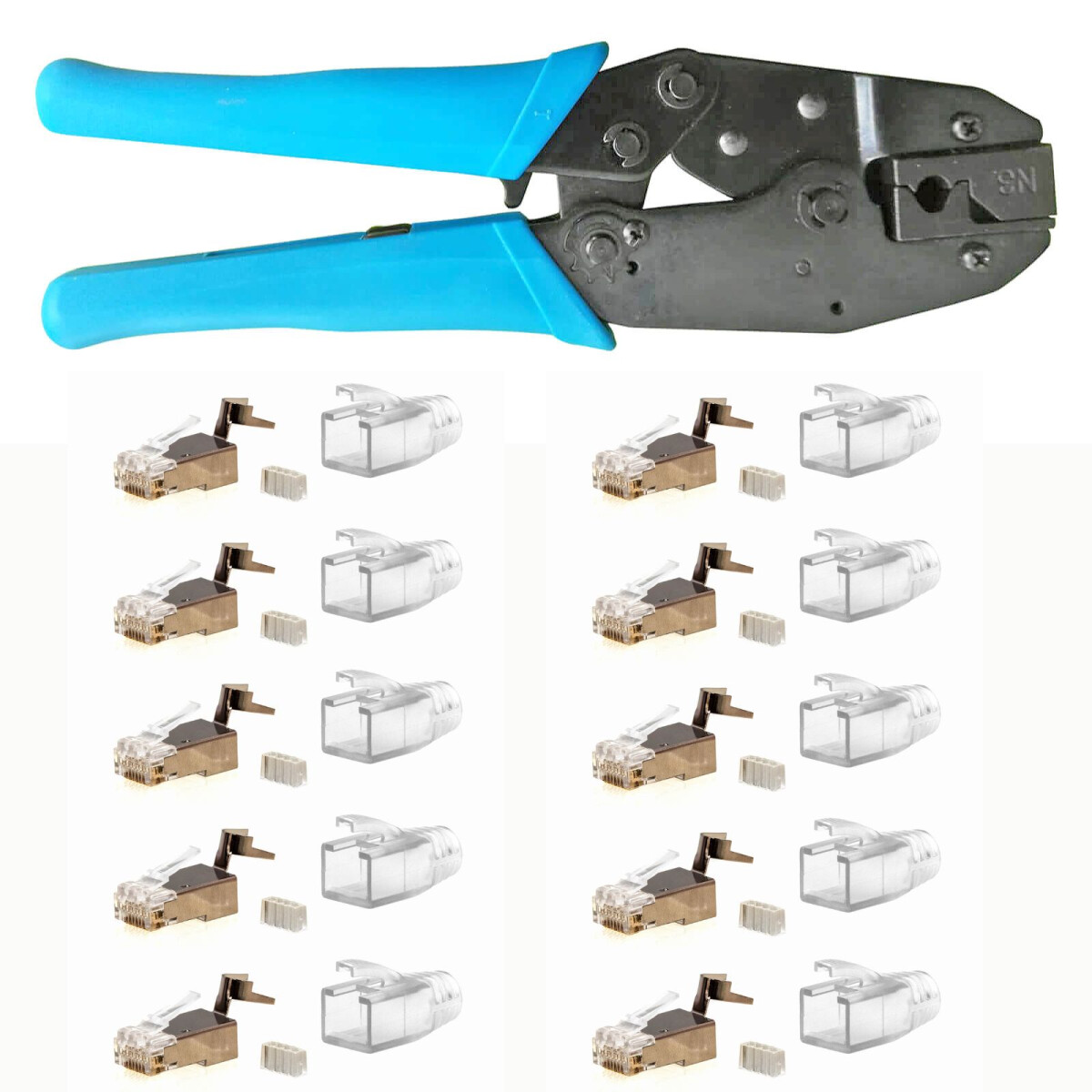 ProfiPatch Crimpzange & 10x RJ45 Stecker für Patchkabel